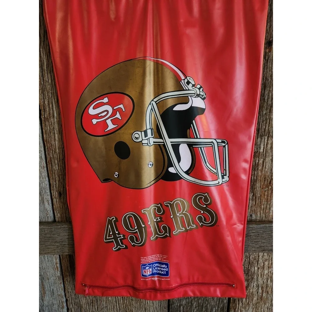 RARE Vintage 49ers Hanging Laundry Bag NFL Door Hanging Red Zipper San Francisco
